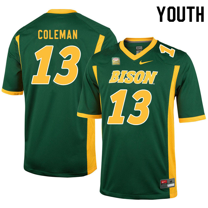 Youth #13 Anthony Coleman North Dakota State Bison College Football Jerseys Sale-Green - Click Image to Close